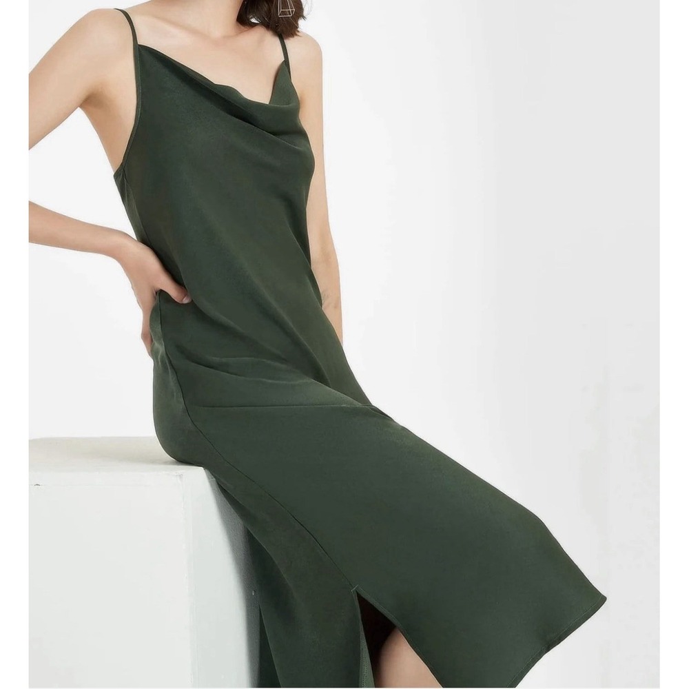 Supesu Slip Dress Cowl Neck Forest Green Sleeveless Womens Size Medium NWT